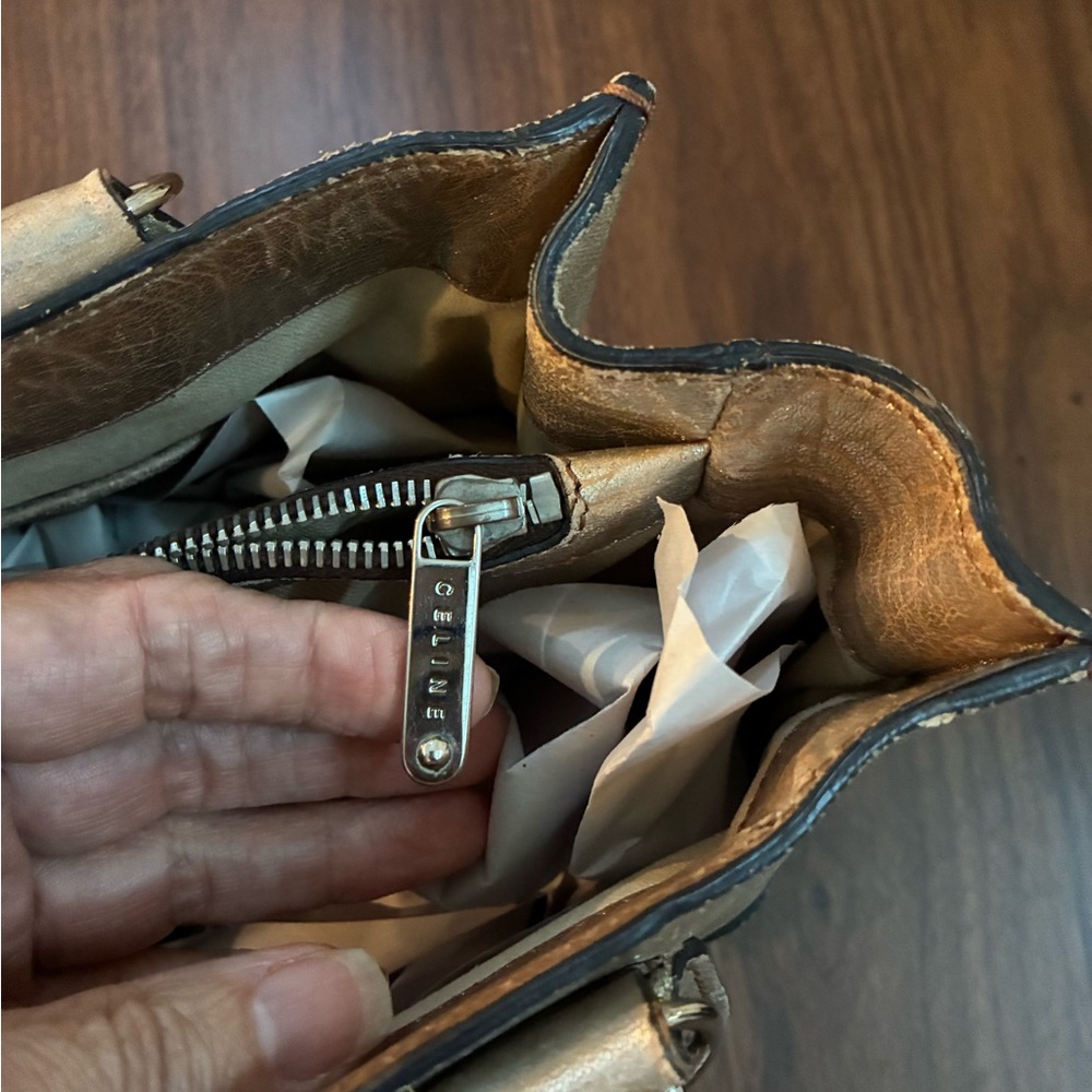 Celine Metallic Gold Leather Tote - Picture 7 of 15